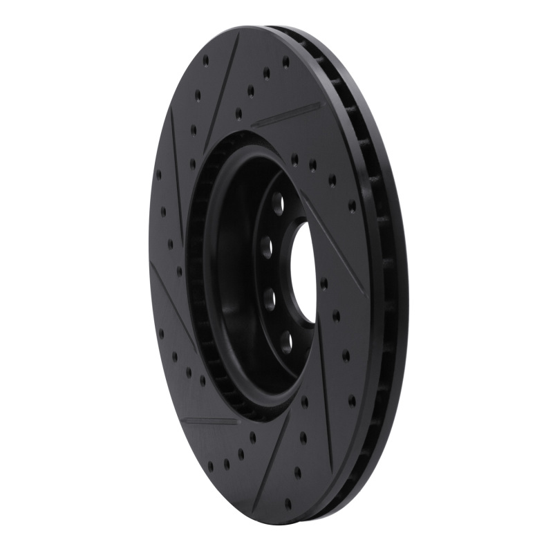 Audi A3 Quattro Brake Rotor (1) - Front Right - R1 Concepts - Drilled & Slotted - Black - `05-`25